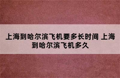 上海到哈尔滨飞机要多长时间 上海到哈尔滨飞机多久